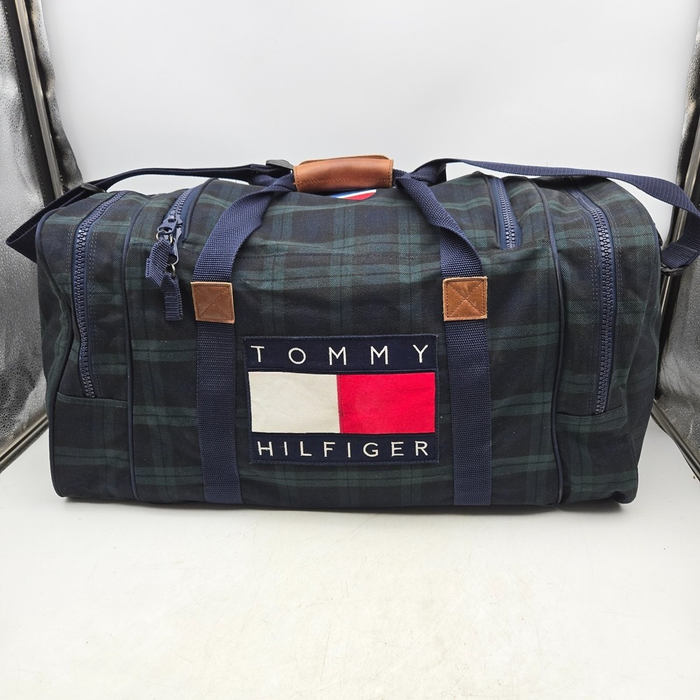 Vintage Tommy Hilfiger Duffle Bag Tartan Plaid Pepsi Cola Flag‎ Large 90s Y2K